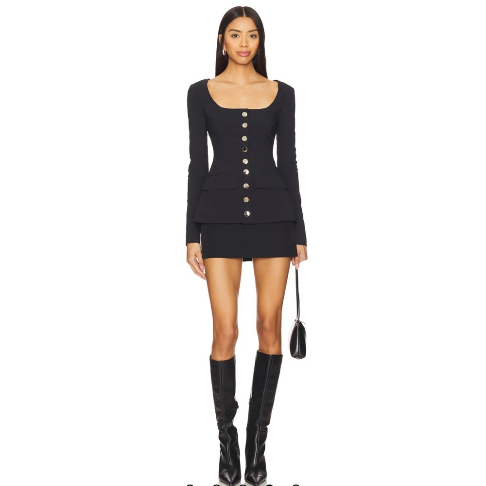 Boatneck Peplum Blazer in Black
